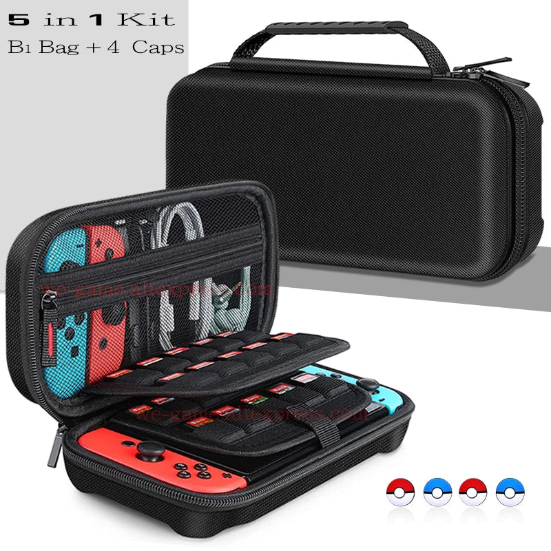 Large Nylon Hard Case High Quality Carrying Storage Bag for Nintendo Switch OLED Original Accessories with 20 Game Card Slots