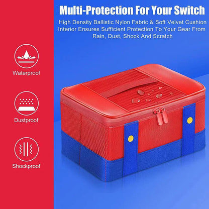 Large Waterproof Carrying Case for Nintendo Switch and OLED with Anti Scratch Travel Bag for Accessories