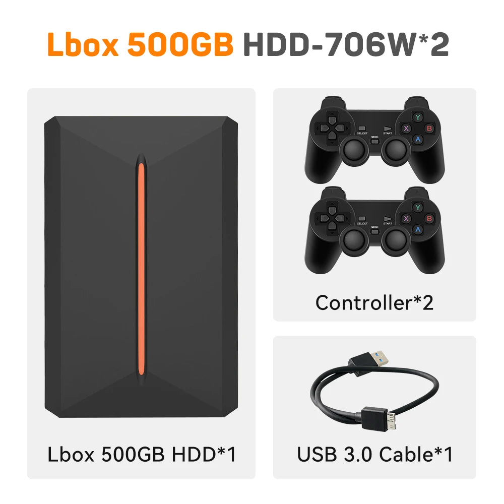 Launchbox 500GB Game Hard Drive Portable Gaming HDD with 3700+PC/3D Games  PS4/PS3/PS2/Wii/WiiU/Switch Game Console  PC