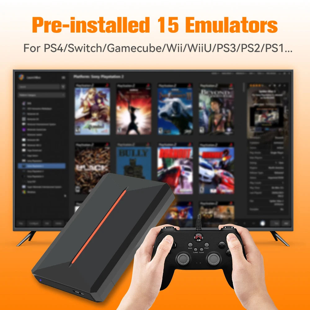 Launchbox 500GB Game Hard Drive Portable Gaming HDD with 3700+PC/3D Games  PS4/PS3/PS2/Wii/WiiU/Switch Game Console  PC