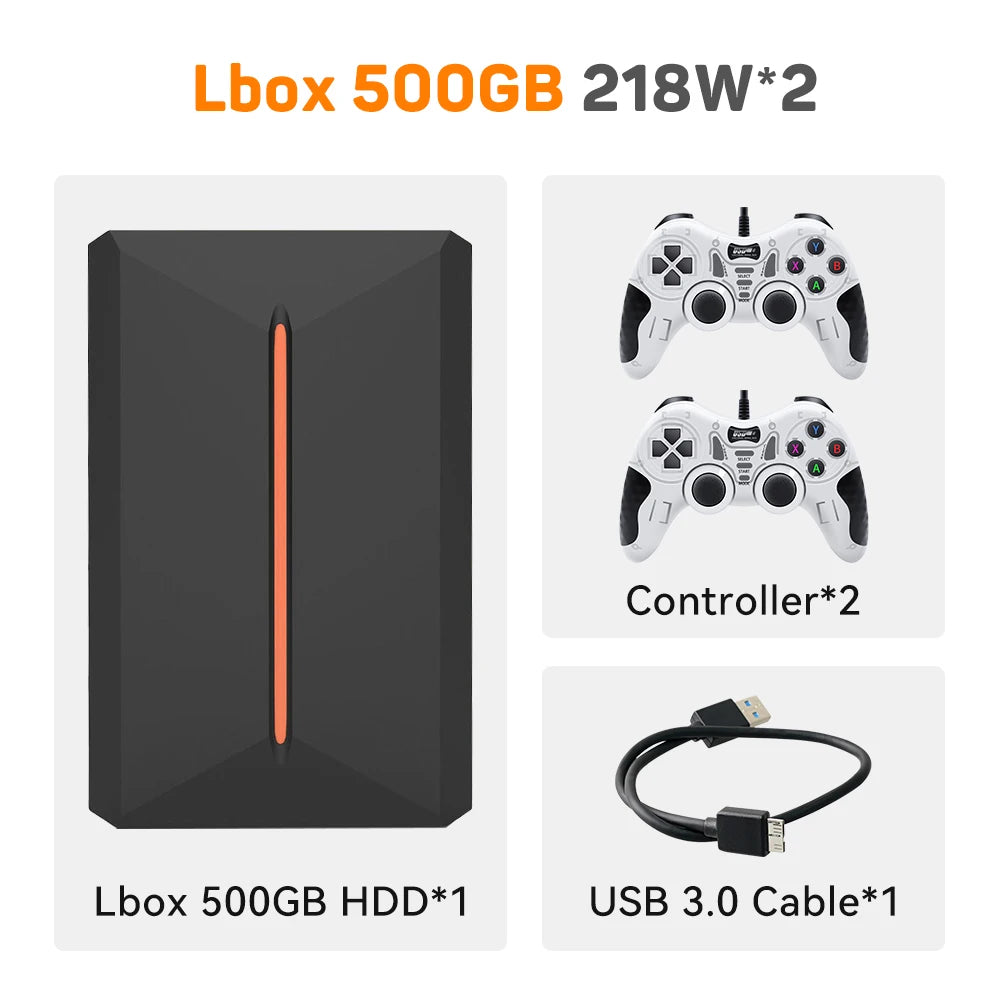 Launchbox 500GB Game Hard Drive Portable Gaming HDD with 3700+PC/3D Games  PS4/PS3/PS2/Wii/WiiU/Switch Game Console  PC