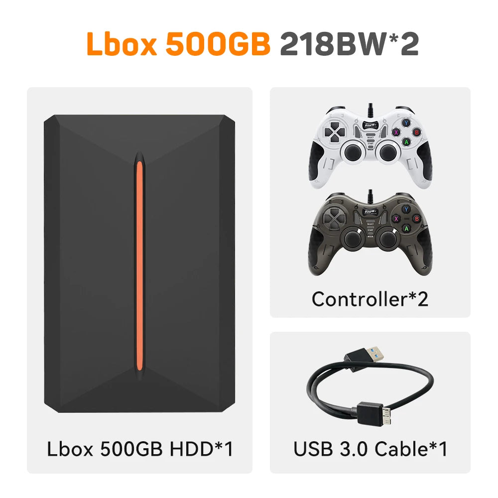 Launchbox 500GB Game Hard Drive Portable Gaming HDD with 3700+PC/3D Games  PS4/PS3/PS2/Wii/WiiU/Switch Game Console  PC