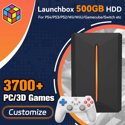 Launchbox Gaming HDD 500GB Portable Game Hard Drive  PS4/PS3/PS2/Wii/WiiU/Switch/Gamecube  PC/Laptop with 3760 PC/3D Games