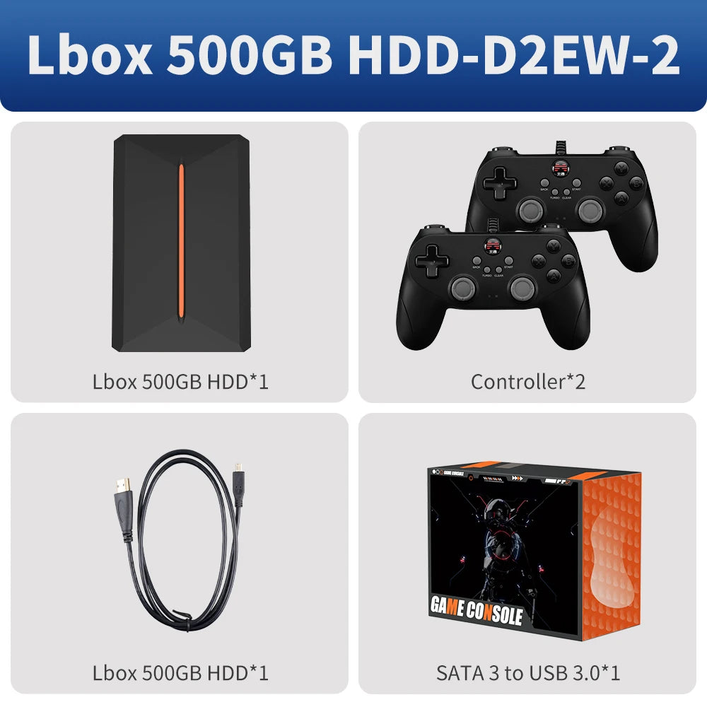 Launchbox Gaming HDD 500GB Portable Game Hard Drive  PS4/PS3/PS2/Wii/WiiU/Switch/Gamecube  PC/Laptop with 3760 PC/3D Games