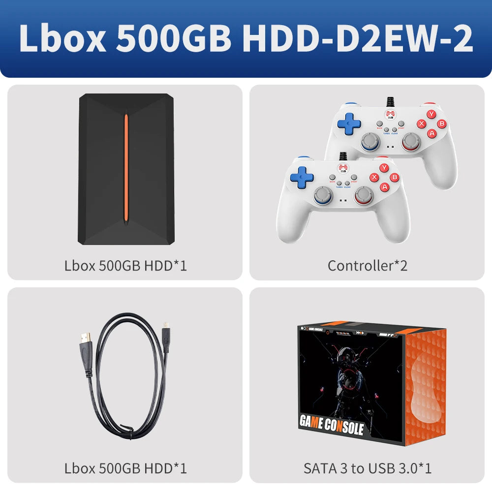 Launchbox Gaming HDD 500GB Portable Game Hard Drive  PS4/PS3/PS2/Wii/WiiU/Switch/Gamecube  PC/Laptop with 3760 PC/3D Games