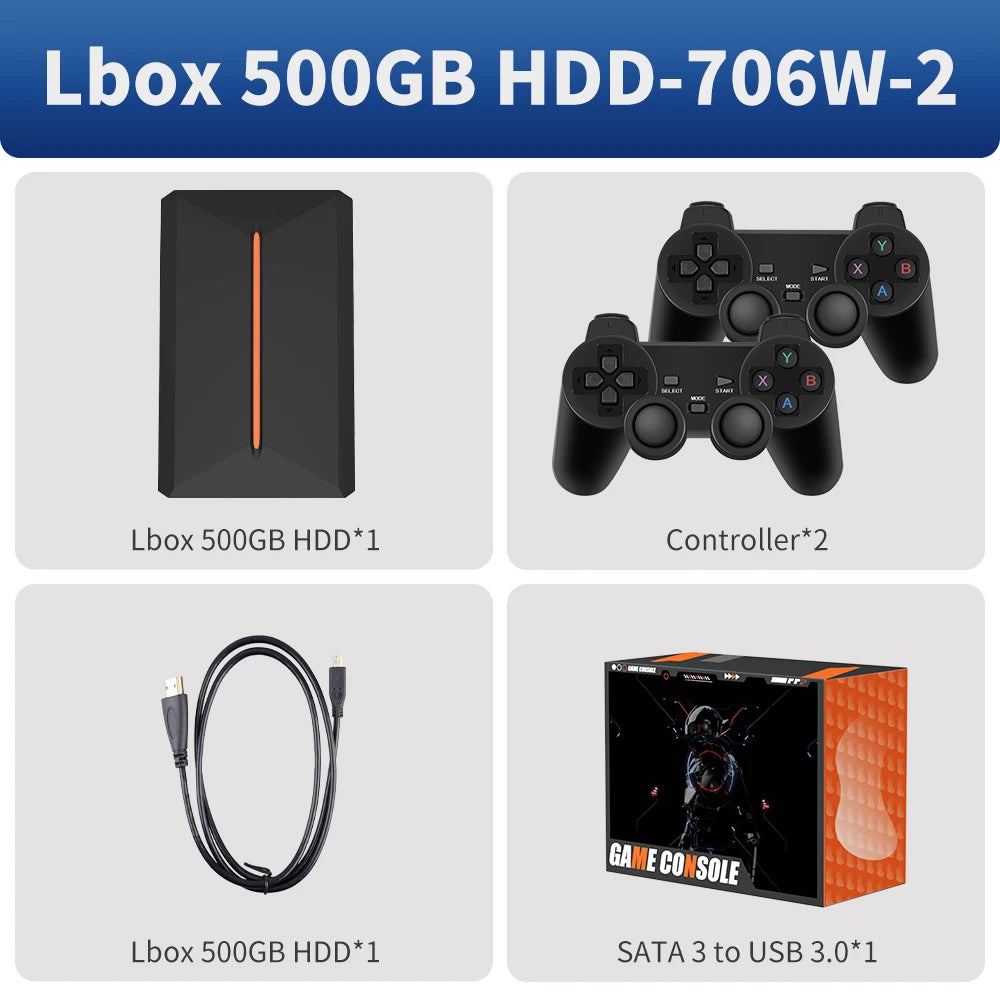 Launchbox Gaming HDD 500GB Portable Game Hard Drive  PS4/PS3/PS2/Wii/WiiU/Switch/Gamecube  PC/Laptop with 3760 PC/3D Games