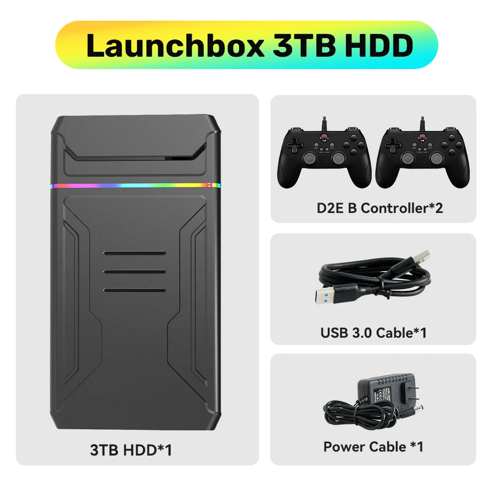 Lbox3T Portable Game Hard Drive For PS4/N64/Xbox/Switch/PS1/WIIU External Emulator Consoles For Win PC With 10000+ Retro Games