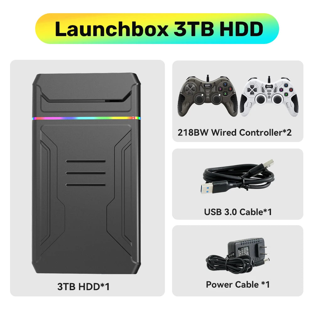 Lbox3T Portable Game Hard Drive For PS4/N64/Xbox/Switch/PS1/WIIU External Emulator Consoles For Win PC With 10000+ Retro Games