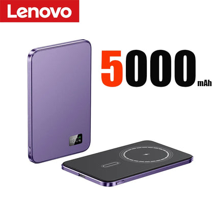 PC Lenovo 10000mAh Thin Magnetic Wireless Power Bank PD20W Fast Charging Portable External Battery  Magsafe For iPhone15 14 13