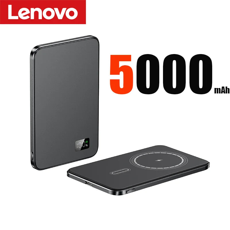 PC Lenovo 10000mAh Thin Magnetic Wireless Power Bank PD20W Fast Charging Portable External Battery  Magsafe For iPhone15 14 13