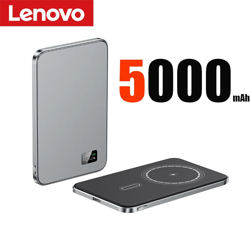 PC Lenovo 10000mAh Thin Magnetic Wireless Power Bank PD20W Fast Charging Portable External Battery  Magsafe For iPhone15 14 13