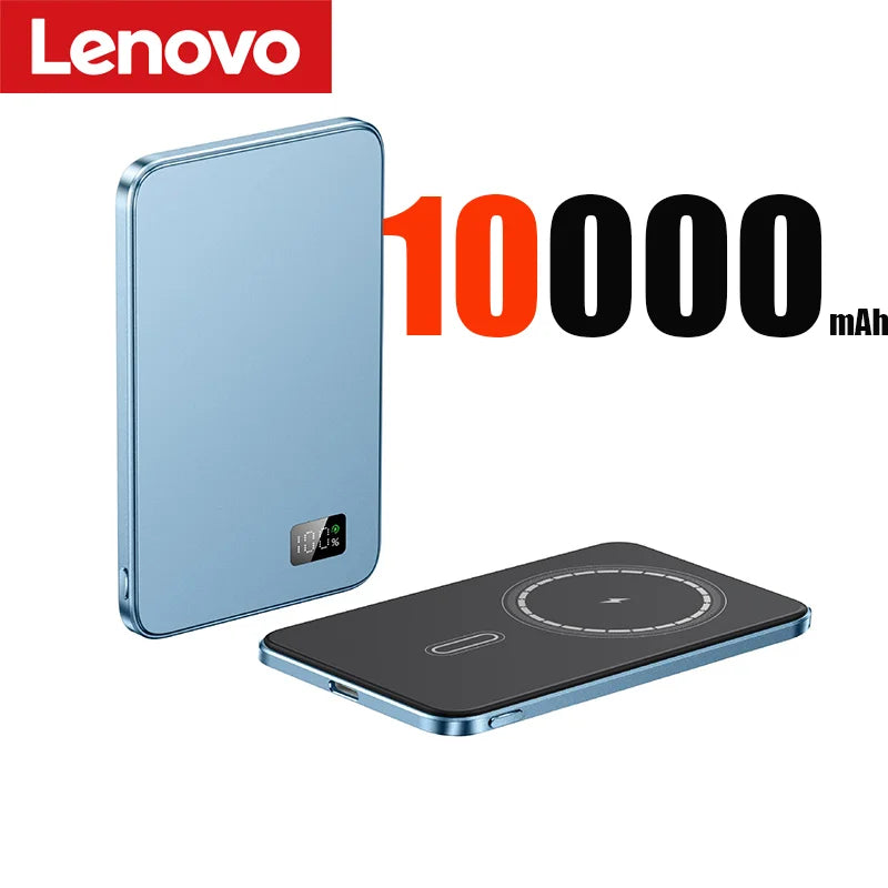 PC Lenovo 10000mAh Thin Magnetic Wireless Power Bank PD20W Fast Charging Portable External Battery  Magsafe For iPhone15 14 13