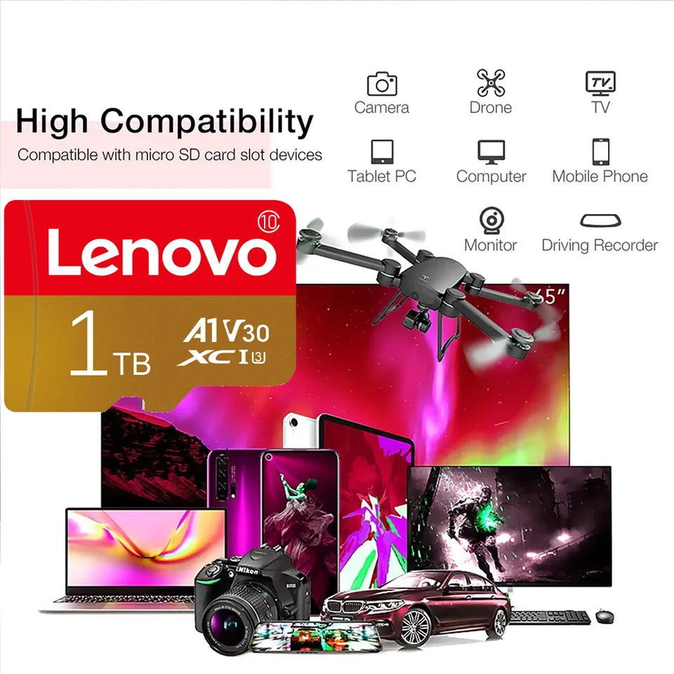 Lenovo 128GB 256G SD Memory Card 1TB Class 10 High Speed Flash TF 2TB SD Card Micro TF SD Card For Nintendo Switch ps vita