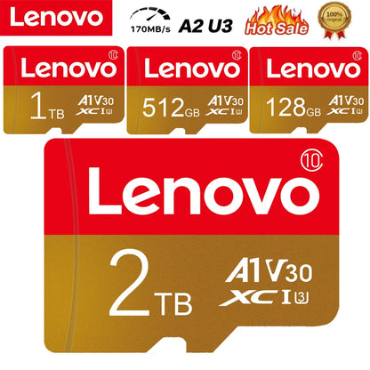 Lenovo 128GB 256GB SD Memory Card 1TB Class 10 High Speed Flash Card 2TB SD Card Micro TF SD Card For Nintendo Switch Ps Vita