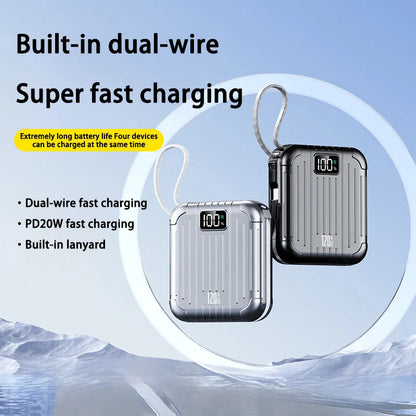 PC Lenovo 50000mAh Mini Portable Power Bank 120W Fast Charge Large Capacity Battery  2 Cables   iPhone Xiaomi Samsung 2024 New