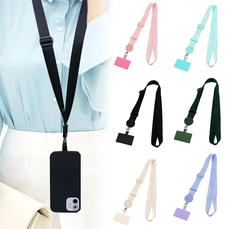 Long Crossbody Phone Lanyard Adjustable Neck Strap Wide Cloth Neckband Straps Rope Hanging Anti-Lost Cellphone Tether