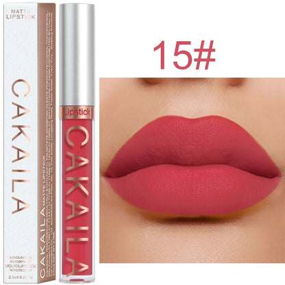 Long Lasting Velvet Matte Nude Brown Lip Gloss Waterproof Liquid Lipstick Lips Makeup Women Beauty Red Non-stick Cup Lip Gloss