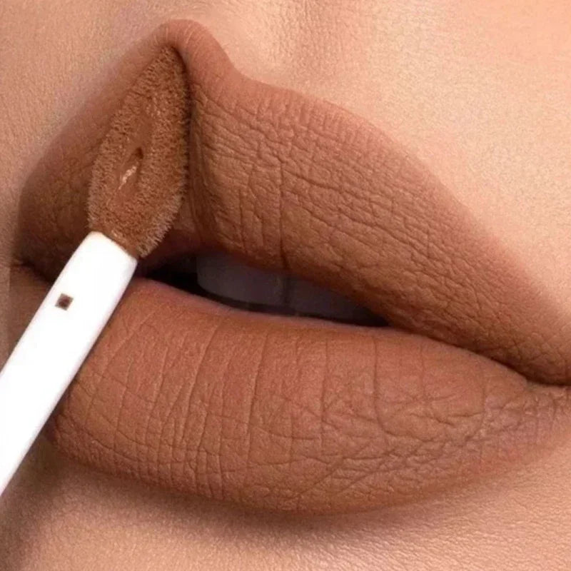 Long Lasting Velvet Matte Nude Brown Lip Gloss Waterproof Liquid Lipstick Lips Makeup Women Beauty Red Non-stick Cup Lip Gloss