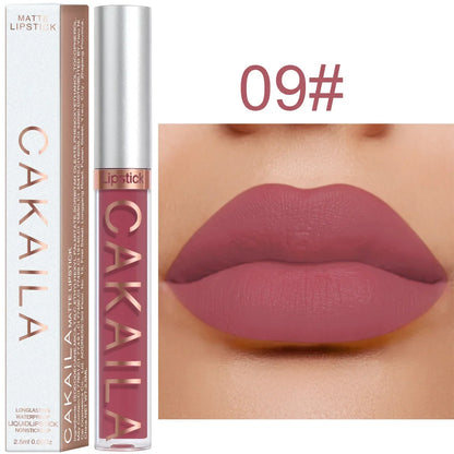 Long Lasting Velvet Matte Nude Brown Lip Gloss Waterproof Liquid Lipstick Lips Makeup Women Beauty Red Non-stick Cup Lip Gloss