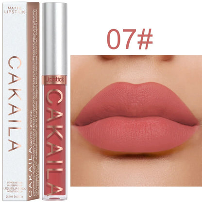 Long Lasting Velvet Matte Nude Brown Lip Gloss Waterproof Liquid Lipstick Lips Makeup Women Beauty Red Non-stick Cup Lip Gloss