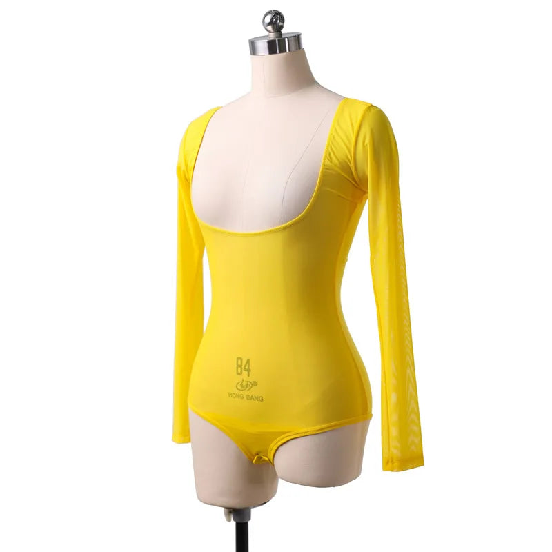 GtoozaLong Sleeve Bodycon Gauze Top  Sheer Pure Mesh T Shirts Sexy Adult Bellydance Costumes Carnival Outfit Open Bust Leotard gtooza.com