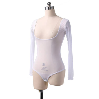 GtoozaLong Sleeve Bodycon Gauze Top  Sheer Pure Mesh T Shirts Sexy Adult Bellydance Costumes Carnival Outfit Open Bust Leotard gtooza.com