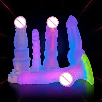 Gtooza_Luminous Sex Toys  Women  Animal/Monsters Horse s Silicone Soft Anal Plug Adult Sextoys Dragon Penis 18+ gtooza.com