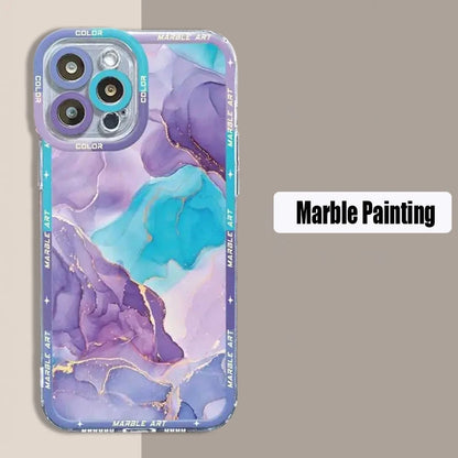 PC Luxury Pink Marble Art Color Clear Phone Case Cover  Xiaomi Redmi Note 12S 11 10 11S 10S 9S 12 4G 13 Pro Plus 13C 12C 10C 5G