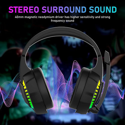 PCMAMBASNAKE CY907 RGB Gaming Headset, 5.1 Channel Stereo Surround Sound, 3