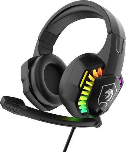 PCMAMBASNAKE CY907 RGB Gaming Headset, 5.1 Channel Stereo Surround Sound, 3