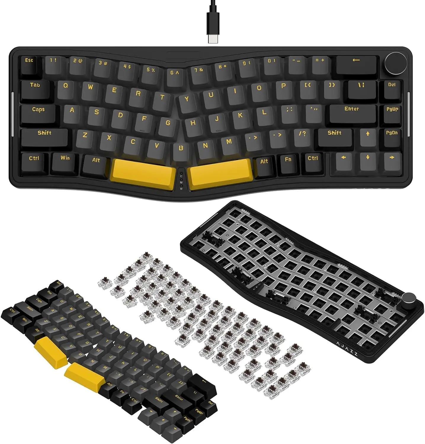 PCMAMBASNAKE x ATTACK SHARK AKS068 Alice Layout Wired Mechanical Keyboard,