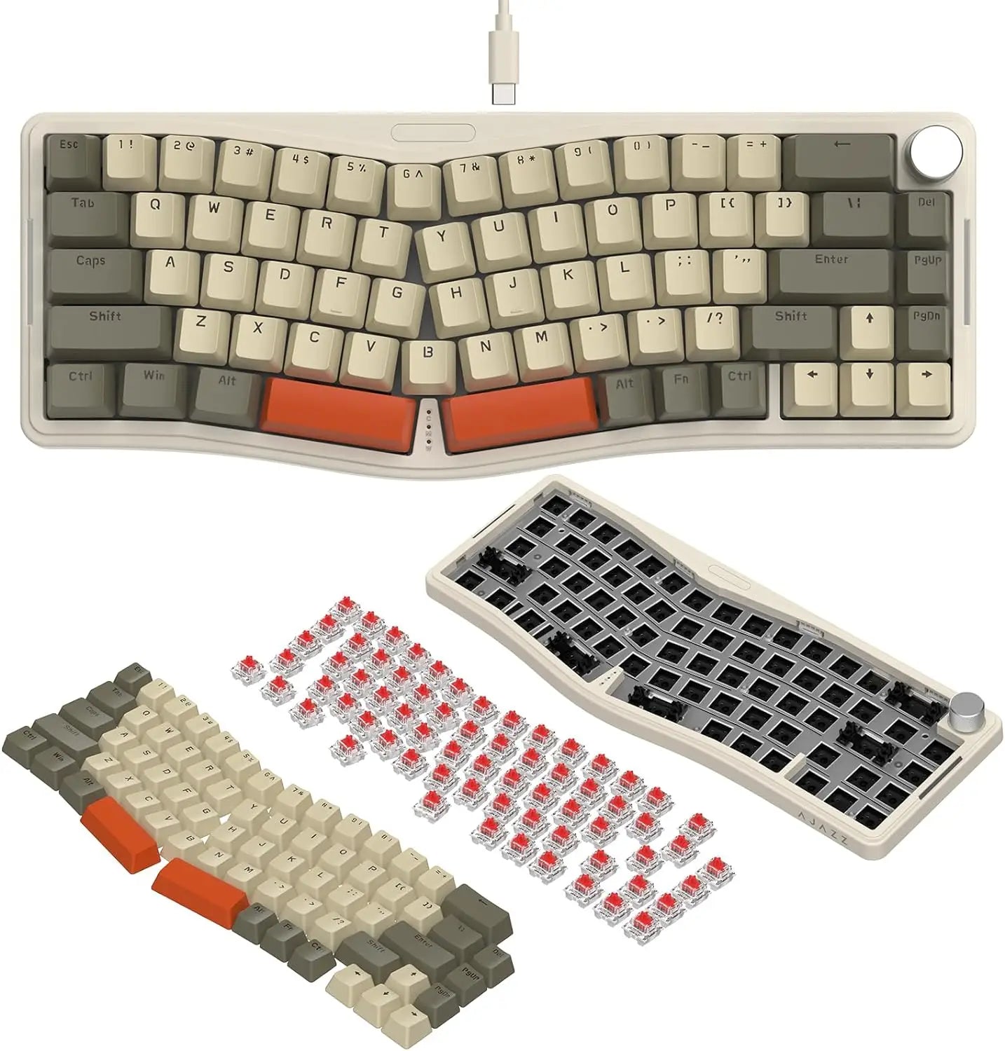 PCMAMBASNAKE x ATTACK SHARK AKS068 Alice Layout Wired Mechanical Keyboard,