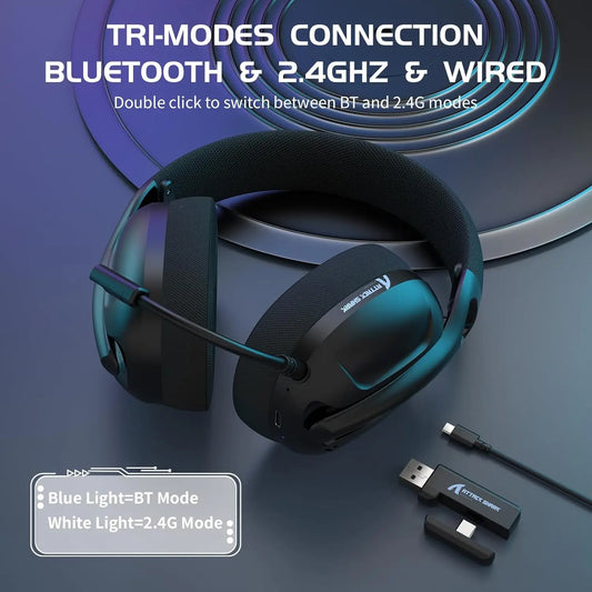 PCMAMBASNAKE x ATTACK SHARK L80 Light Weight Wireless Gaming Headset Lights