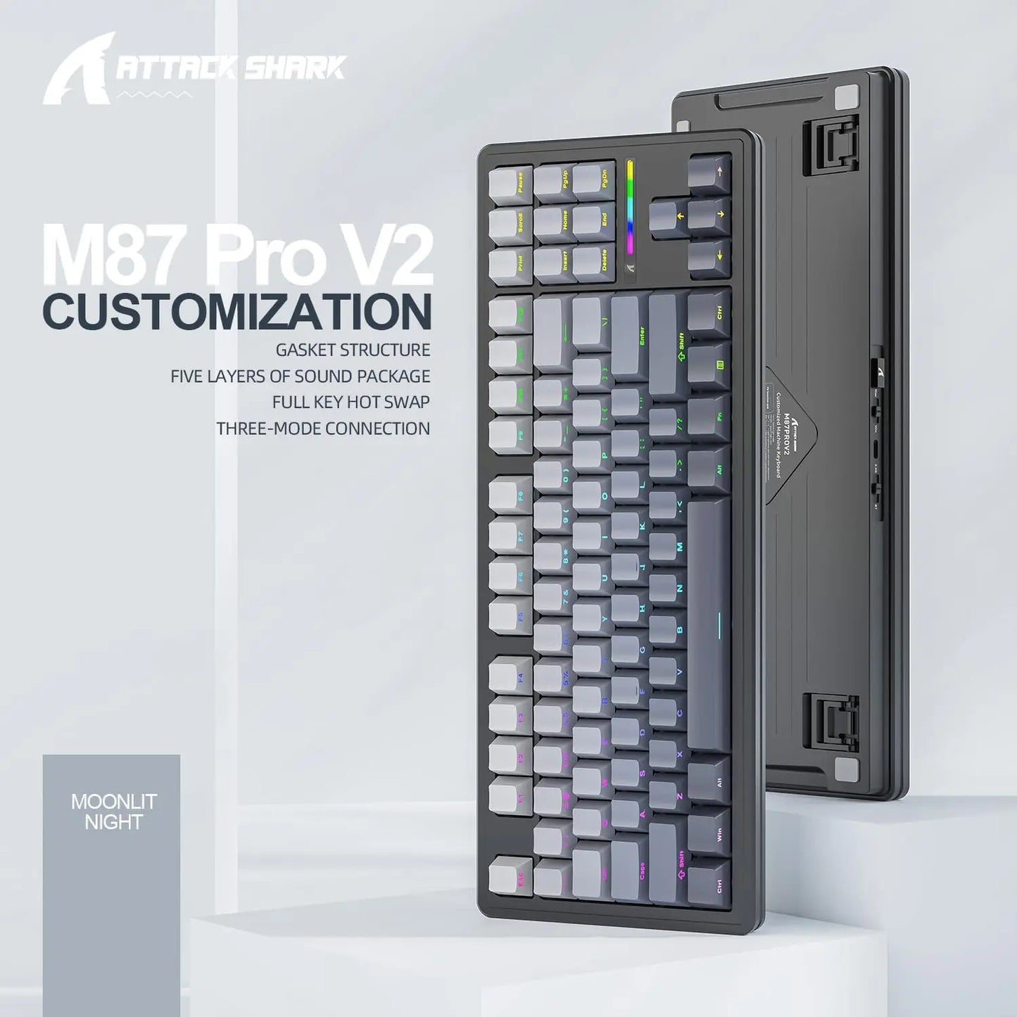 PCMAMBASNAKE x ATTACK SHARK M87 PRO Wireless Mechanical Gaming Keyboard,Hot