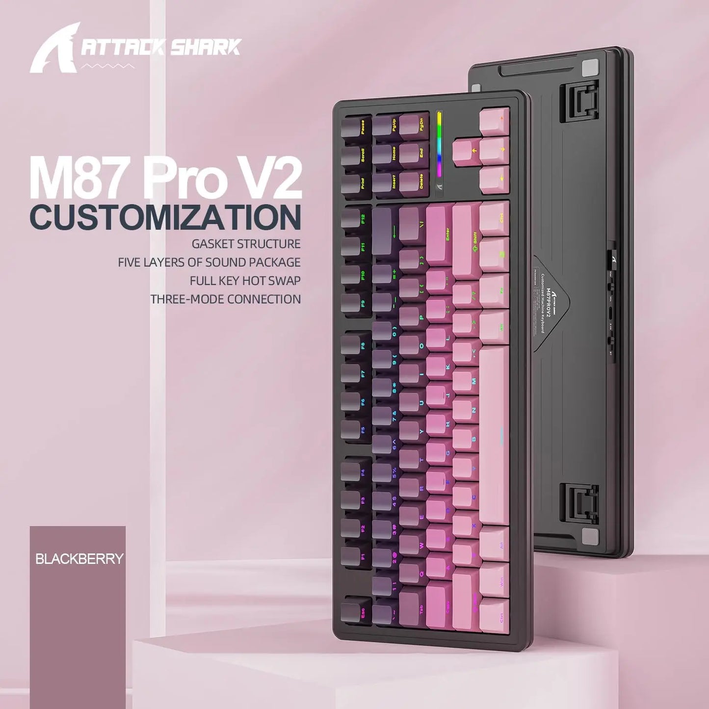 PCMAMBASNAKE x ATTACK SHARK M87 PRO Wireless Mechanical Gaming Keyboard,Hot