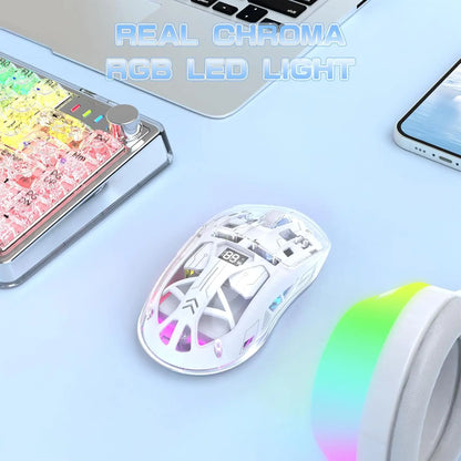 PCMAMBASNAKE x Freewolf A2 Transparent Wireless Gaming Mouse,Dual Mode BT 5