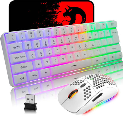 PCMAMNASNAKE L500 Wireless Gaming Keyboard and Mouse Combo, Mechanical Feel