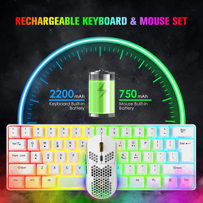 PCMAMNASNAKE L500 Wireless Gaming Keyboard and Mouse Combo, Mechanical Feel