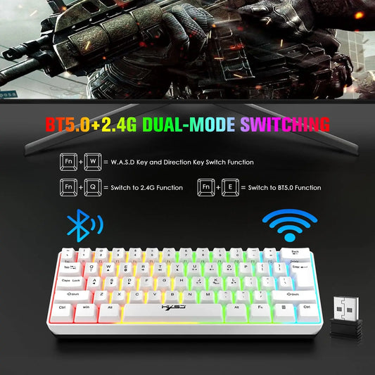 PCMAMNASNAKE L500 Wireless Gaming Keyboard and Mouse Combo, Mechanical Feel