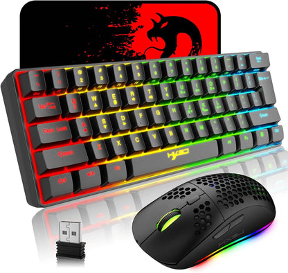 PCMAMNASNAKE L500 Wireless Gaming Keyboard and Mouse Combo, Mechanical Feel