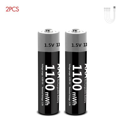 PC MATOV 1.5V AAA USB Li-ion Rechargeable Battery Aaa 1.5V 1100mWh Lithium Batteries with 4-in-1 Cable  Toys Camera Flashlight