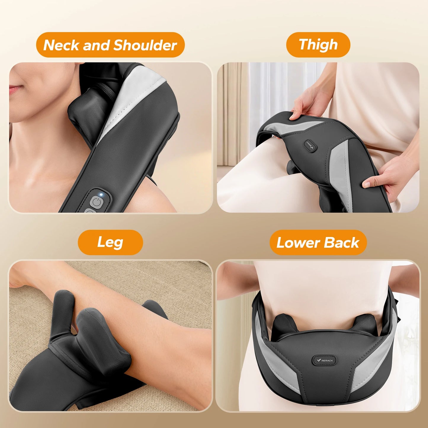 PC MERACH Cordless Neck Massager  Pain Relief Deep Tissue Shiatsu Neck Shou