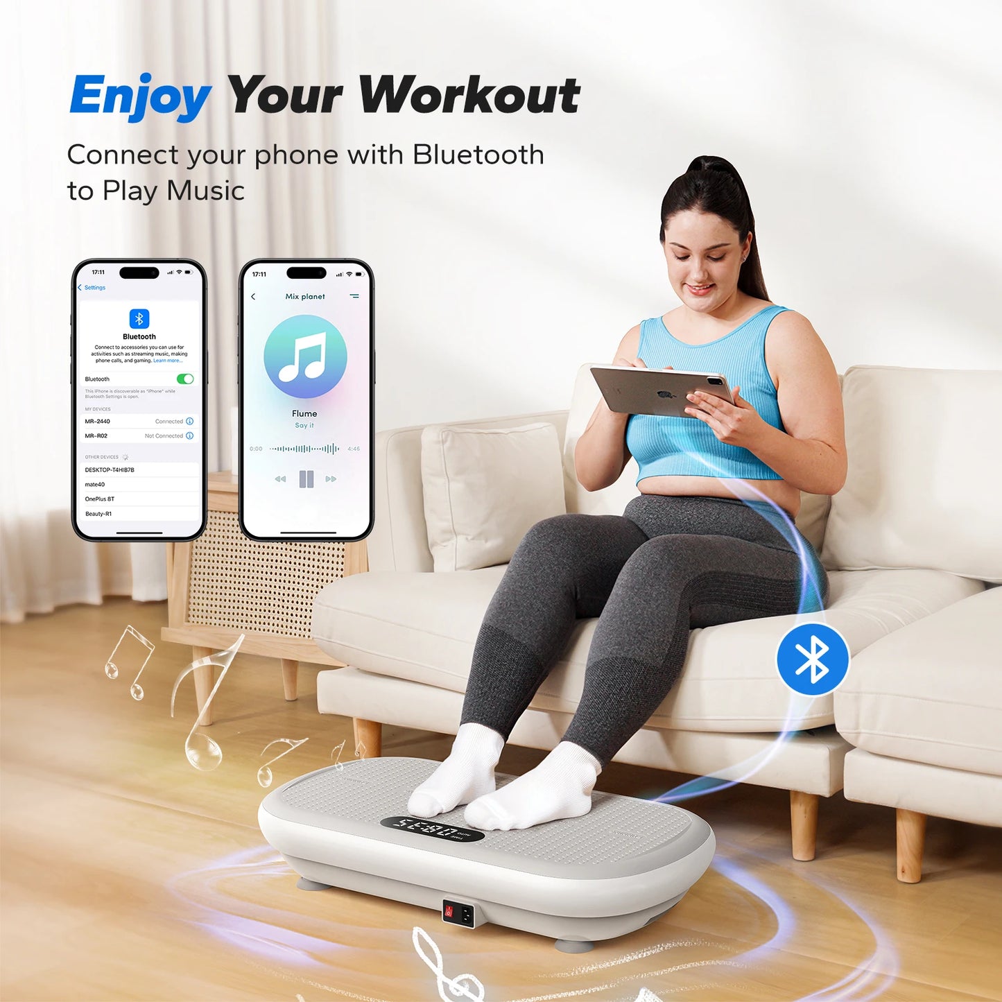 PC MERACH Vibration Plate Exercise Machine Bluetooth and Silicone Pedal Aut