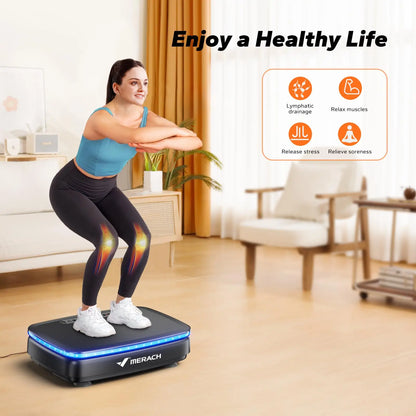 PC MERACH Vibration Plate Exercise Machine with Light Whole Body Workout Po