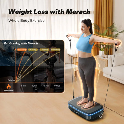 PC MERACH Vibration Plate Exercise Machine with Light Whole Body Workout Po