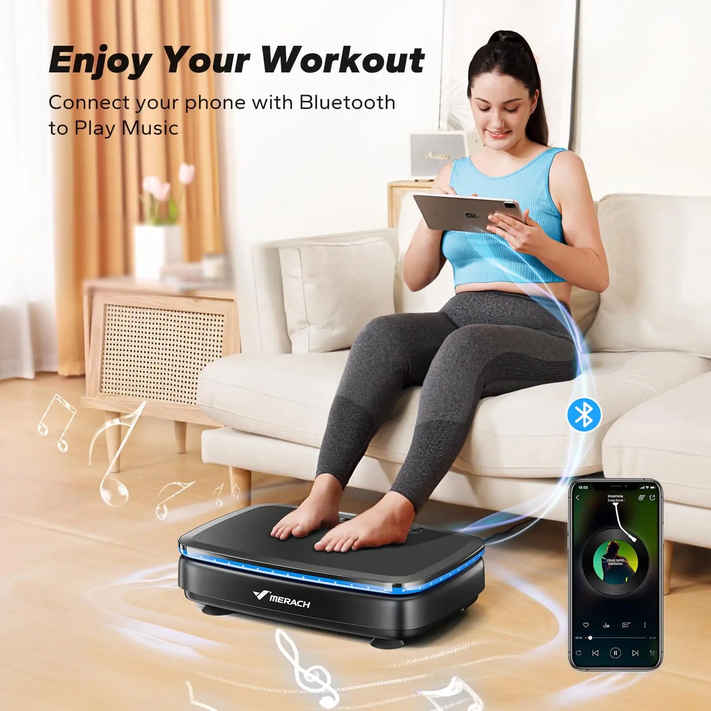 PC MERACH Vibration Plate Exercise Machine with Light Whole Body Workout Po