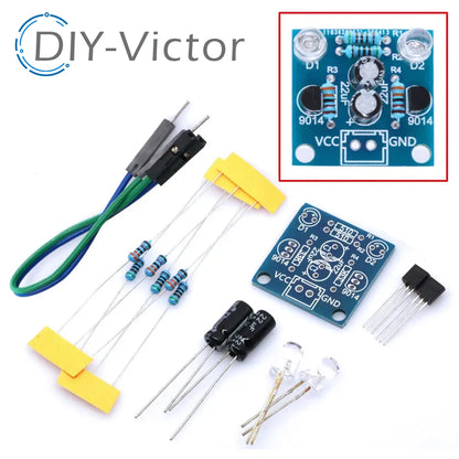 MHT11 Simple 5MM LED Flash DIY Kits DC 3V-14V Circuit Electronics Suite 1.6mm Parts for Arduino Blinking Flashing Kit