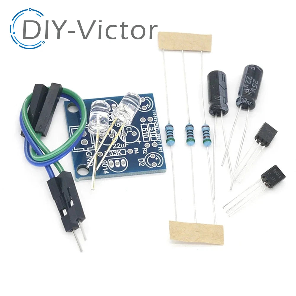 MHT11 Simple 5MM LED Flash DIY Kits DC 3V-14V Circuit Electronics Suite 1.6mm Parts for Arduino Blinking Flashing Kit