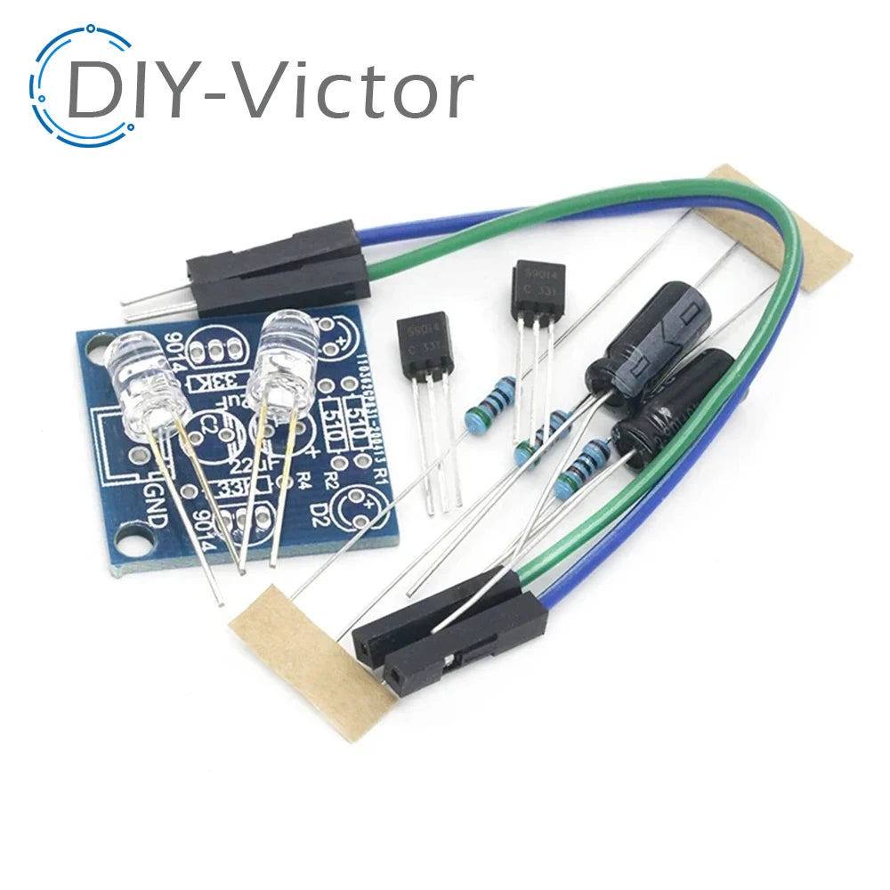 MHT11 Simple 5MM LED Flash DIY Kits DC 3V-14V Circuit Electronics Suite 1.6mm Parts for Arduino Blinking Flashing Kit