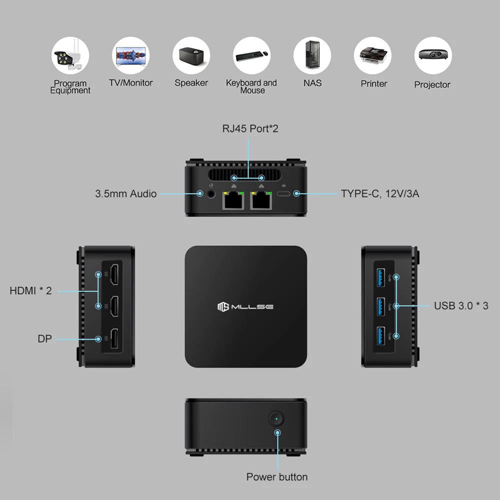 PCMLLSE G2 Mini PC Windows 11 Pro Alder Lake N100 Intel 12th DDR5 12GB RAM